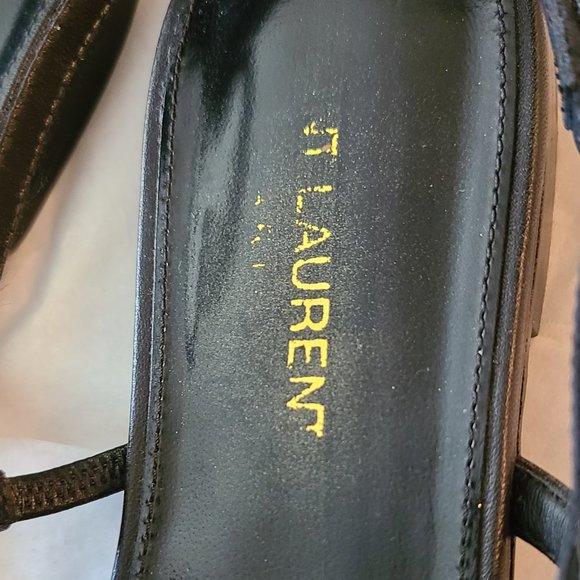 YSL Saint Laurent Cassandra Flat Leather Sandal Black With Gold Ysl LogoSz 39.5 - Picture 11 of 16
